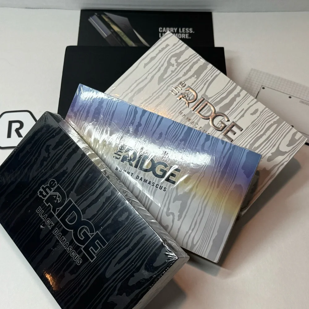 *SOLD*RIDGE Wallet Set - (3) DAMASCUS STEEL (STEEL, BURNT, BLACK) - Picture 5 of 12